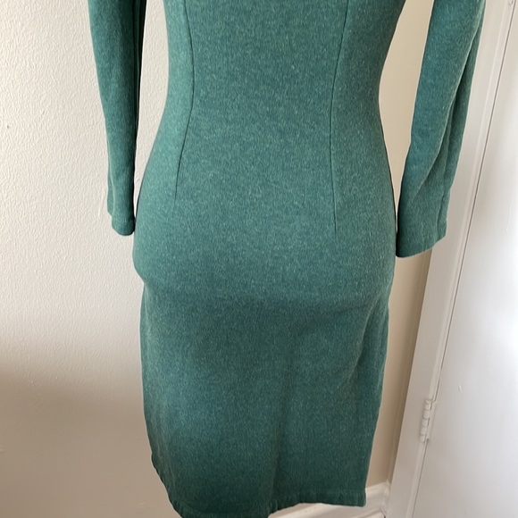 Band of Outsiders Green Emerald Sweater Dress with Fur Faux Collar size S - Picture 9 of 14